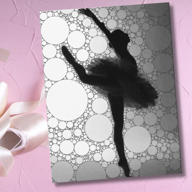 Postal Ballet Black White Ballerina (Black White Dancing Ballerina Ballet Postcard)