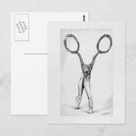 Postal Ballet danza Scissors Ballerina Dibujo surrealista