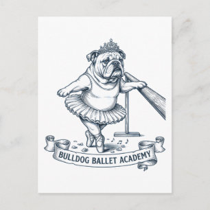 Postal Ballet de Bulldog Inglés Perro Bailarín Divertido