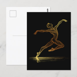 Postal Ballet de Golden Line Bailarina Ilustracion elegan