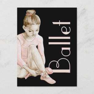 Postal Ballet negro y rosa Ballerina