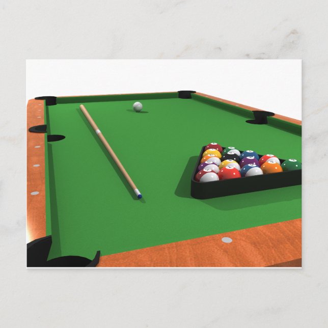 Postal Balnearios de billar en la mesa de Green Felt Bill (Anverso)