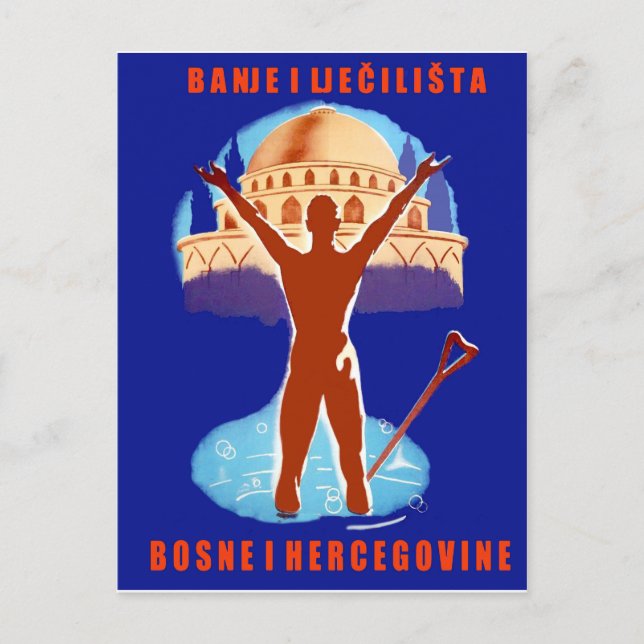 Postal Balnearios de Bosnia, viajes vintage (Anverso)