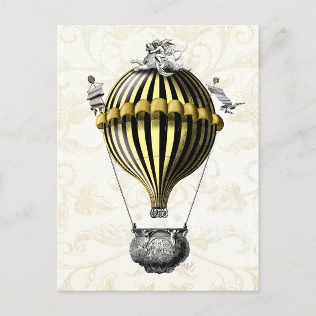 Postal Balón barroco amarillo negro (Anverso)