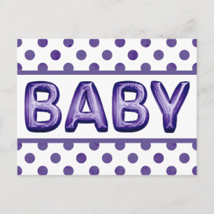 Postal Balón bebé   Real Violet Purple Baby Shower