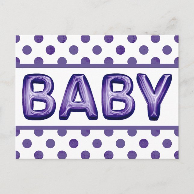 Postal Balón bebé | Real Violet Purple Baby Shower (Anverso)