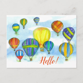 Postal Balón de aire caliente Saludos