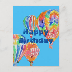Postal Balón de aire caliente Watercolor masculino tarjet
