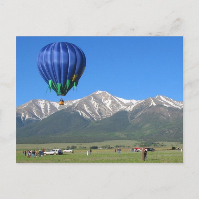 Postal Balón De Aire Caliente Y Montañas De Nieve En Colo (Anverso)