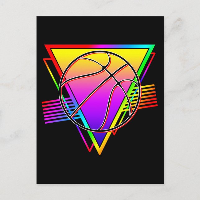 Postal Balón de Baloncesto Retro Moderno (Anverso)