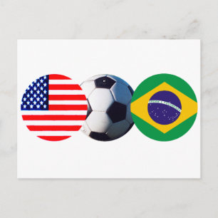 Postal Balón de fútbol Brasil y Estados Unidos marcan el 