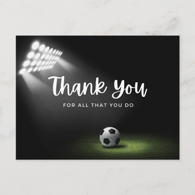 Postal Balón de fútbol con agradecimiento a todos lo que  (Anverso)