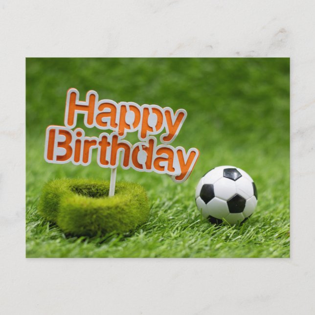 Postal Balón de fútbol con cumpleaños feliz en verde (Anverso)