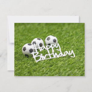 Postal Balón de fútbol con palabra de cumpleaños feliz so