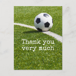 Postal Balón de fútbol con palabra Gracias por el césped 