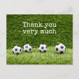 Postal Balón de fútbol con palabra Gracias por el césped 