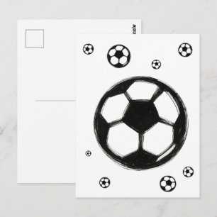Postal Balón de Fútbol con Pincel de Tinta – Ilustración 