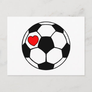 Postal Balón de fútbol (corazón rojo)