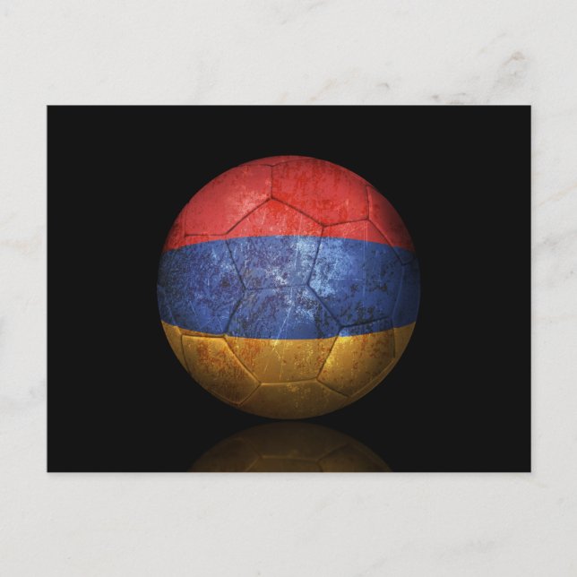 Postal Balón de fútbol de bandera armenia rota (Anverso)