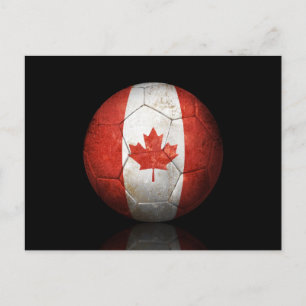 Postal Balón de fútbol de Bandera Canadiense