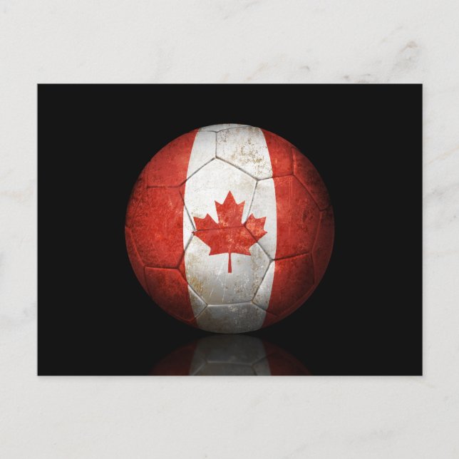 Postal Balón de fútbol de Bandera Canadiense (Anverso)