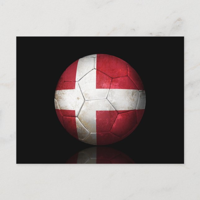 Postal Balón de fútbol de bandera danesa (Anverso)