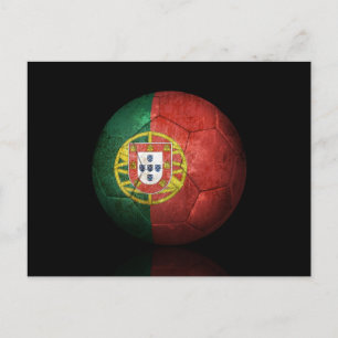 Postal Balón de fútbol de bandera portuguesa