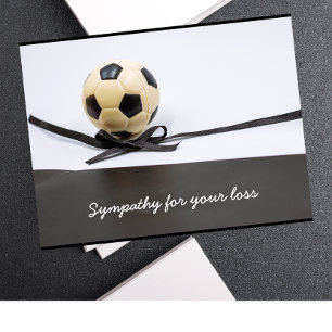 Postal Balón de fútbol de condolencias con cinta negra