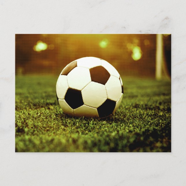 Postal Balón de fútbol en la hierba (Anverso)