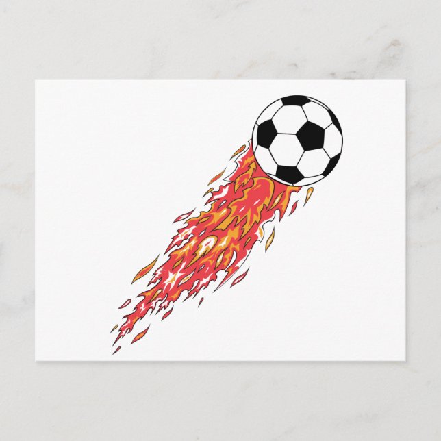 Postal balón de fútbol en llamas (Anverso)