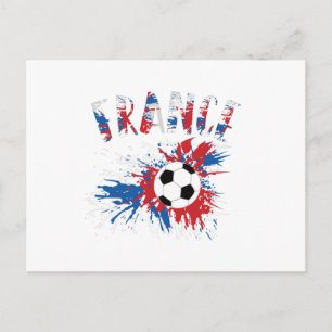 Postal Balón de Fútbol Grunge Bandera de Francia