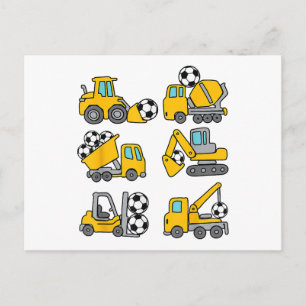 Postal Balón de Fútbol Niños Fútbol Camiones de Construcc