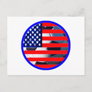 Postal Balón de fútbol y bandera de Estados Unidos2 El MU