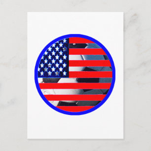 Postal Balón de fútbol y bandera de Estados Unidos2 El MU