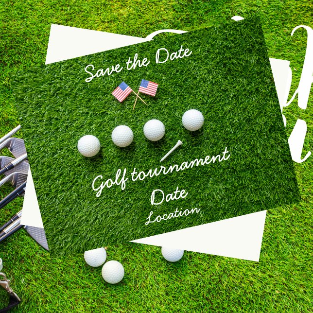 Postal Balón de golf con bandera de América sobre hierba  (Subido por el creador)