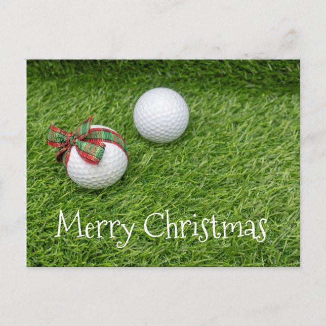Postal Balón de golf con cinta de Navidades sobre Navidad (Anverso)