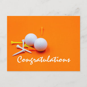 Postal Balón de golf y tee Felicitaciones