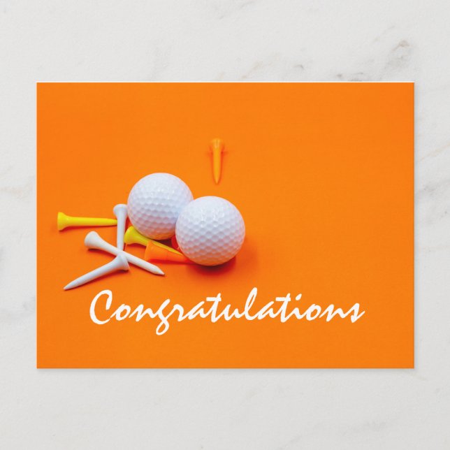 Postal Balón de golf y tee Felicitaciones (Anverso)