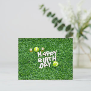 Postal Balón de tenis con cumpleaños feliz con cerveza