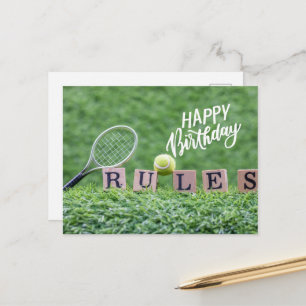 Postal Balón de tenis con Feliz cumpleaños con amor