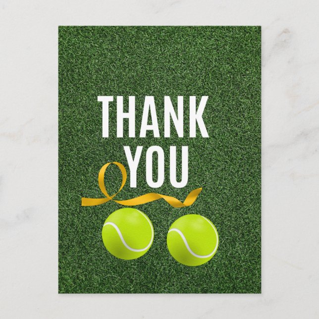 Postal Balón de tenis con palabras de agradecimiento (Anverso)