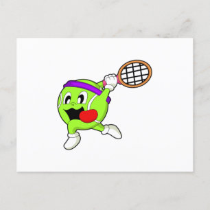 Postal Balón de tenis con raqueta de tenis