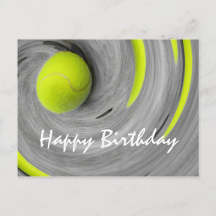 Postal Balón de tenis girando en el cumpleaños de la canc