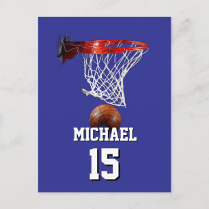 Postal Baloncesto Agrega tu Nombre y Número Pop Art