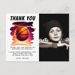 Postal Baloncesto Balón Deportes Foto Cumpleaños Gracias 