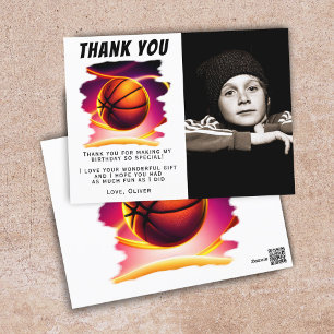 Postal Baloncesto Balón Deportes Foto Cumpleaños Gracias 