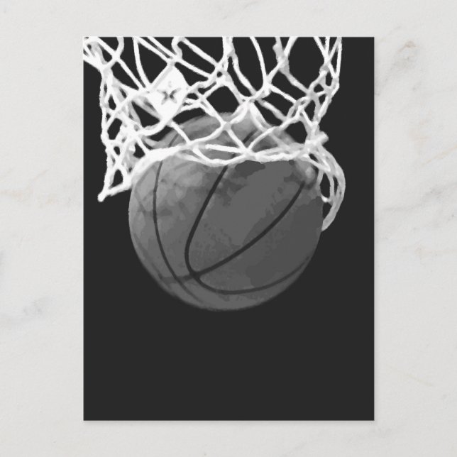 Postal Baloncesto blanco y negro (Anverso)