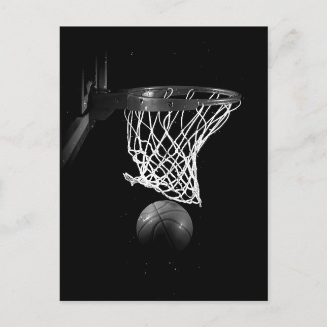 Postal Baloncesto blanco y negro (Anverso)