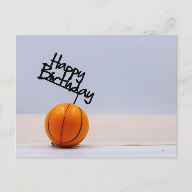 Postal Baloncesto con Feliz cumpleaños de fondo blanco (Anverso)