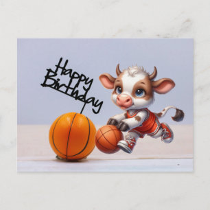 Postal Baloncesto con Feliz cumpleaños de fondo blanco